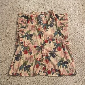 Floral Ruffle Sleeve Blouse